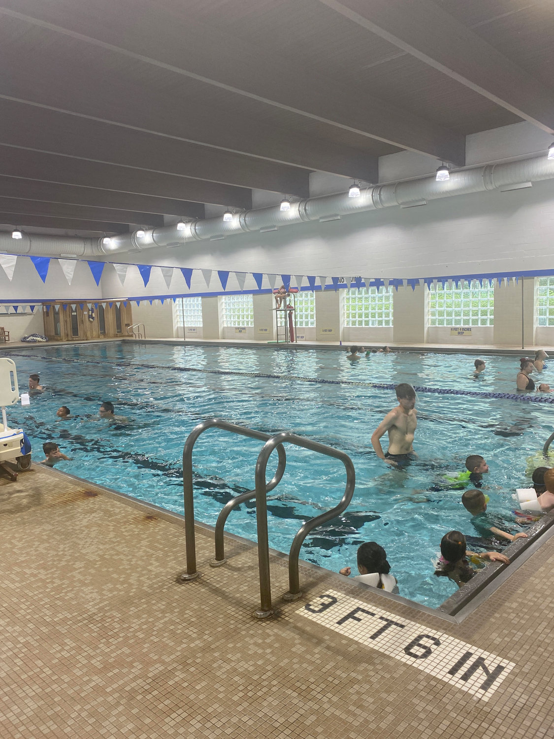 The Olympic-size swimming pool at Brookhaven Roe YMCA is where campers are taught swimming lessons.